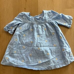 Janie and Jack Embroidered Rainbow Dress 12-18 months Blue